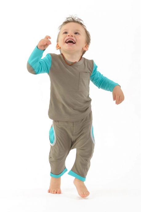 T-shirt enfant coton bio patchs coude poche manches long