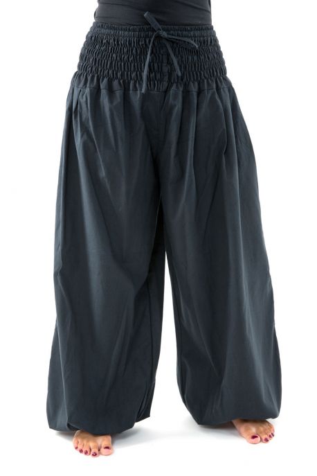 Pantalon elastique bouffant femme noir uni Mia personnalisable