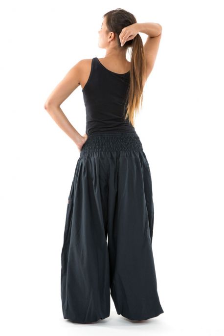 Pantalon elastique bouffant femme noir uni Mia personnalisable