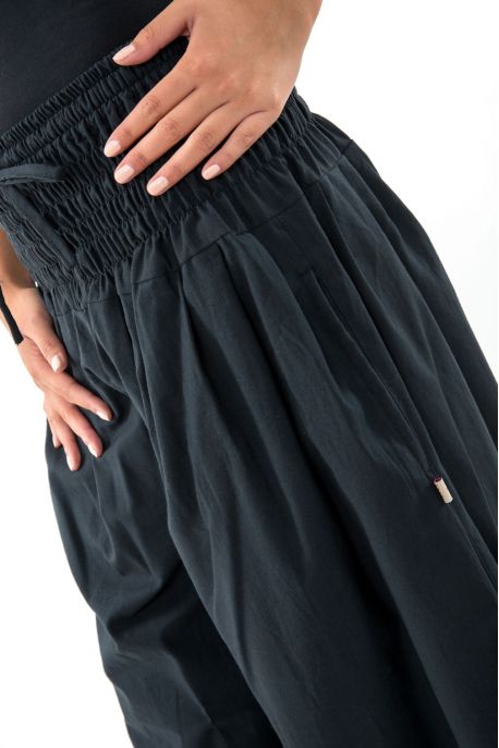Pantalon elastique bouffant femme noir uni Mia personnalisable
