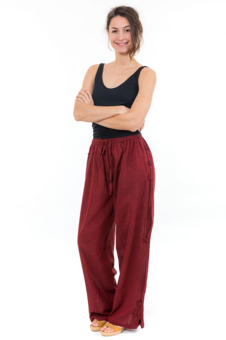 Pantalon japonais relax chic mixte bordeaux zoom