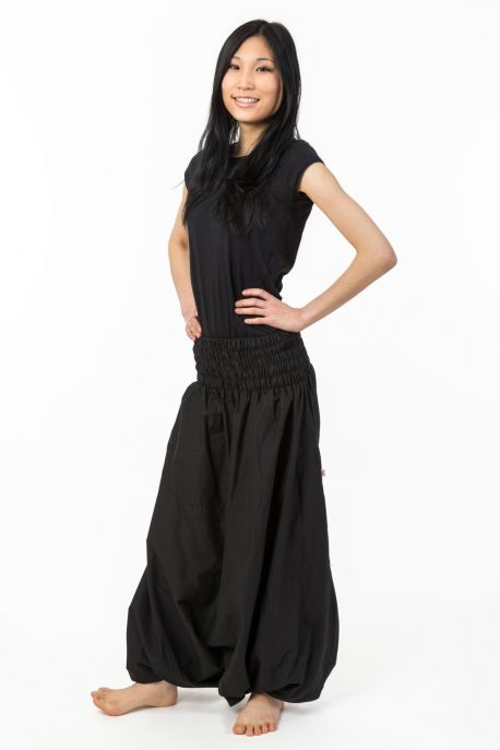 Sarouel ethnique grande taille mixte coton doux noir