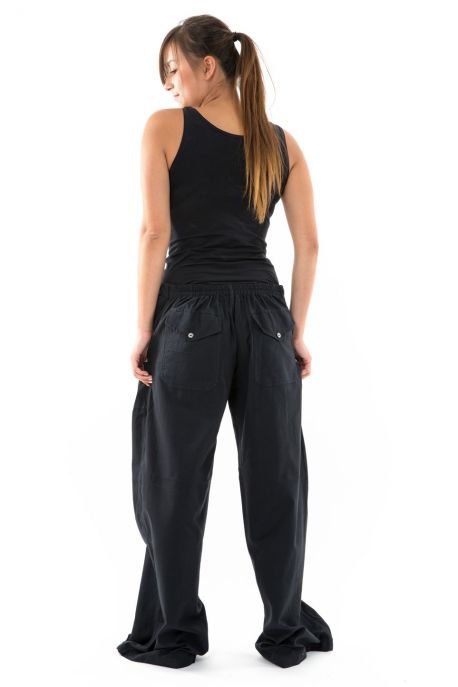 Pantalon femme homme hiver zen chic noir uni personnalisable