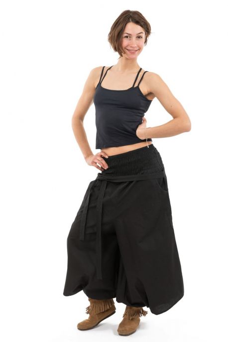 Pantalon sarouel femme faux effet jupe noir Suci