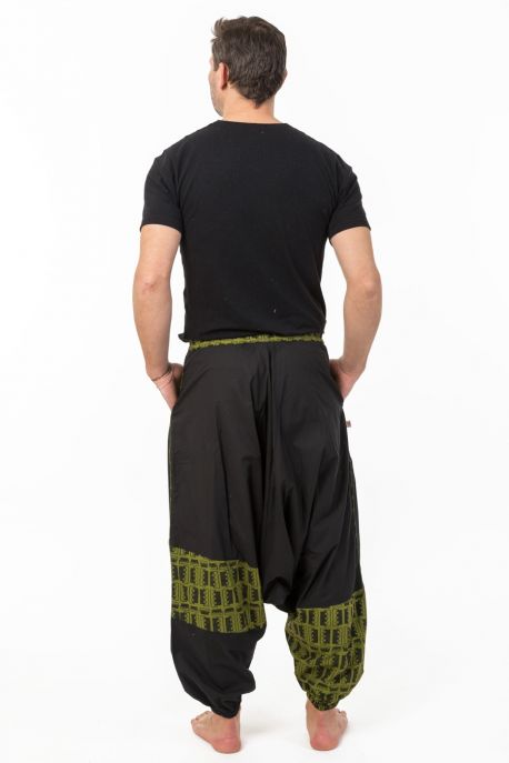 Sarouel homme ethnique noir kaki Nehuda