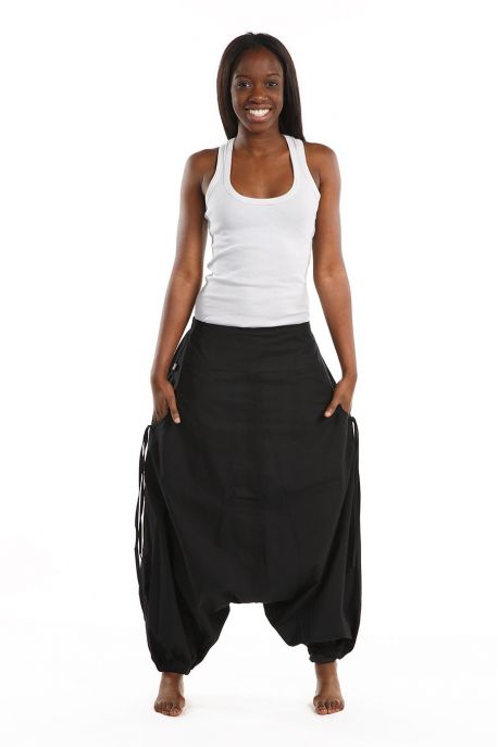 Sarouel femme homme printemps ete basic ethnic noir personnalisable