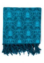 Foulard etole cheche blue ethnic vintage flowers