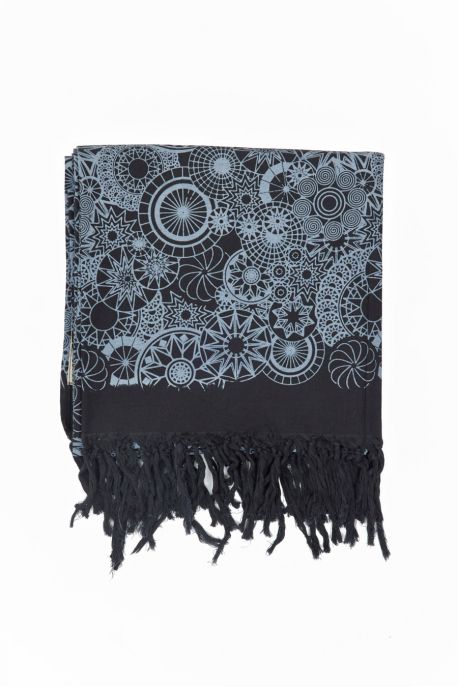 Foulard cheche pareo noir imprime Khalei