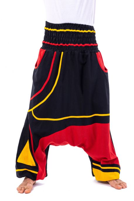 Sarouel elastique grande taille reggae babacool vert jaune rouge