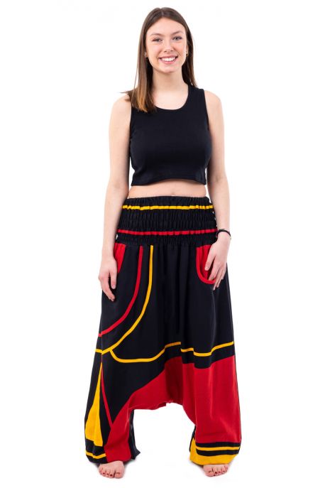 Sarouel elastique grande taille reggae babacool vert jaune rouge