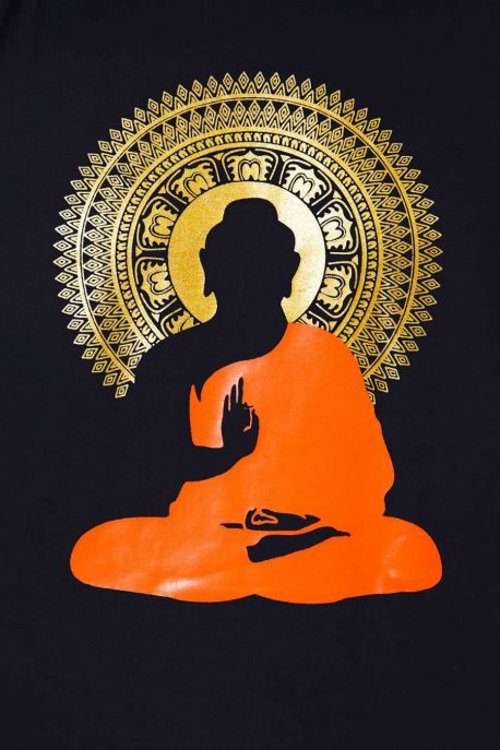 T-shirt homme meditation Bouddha lotus noir