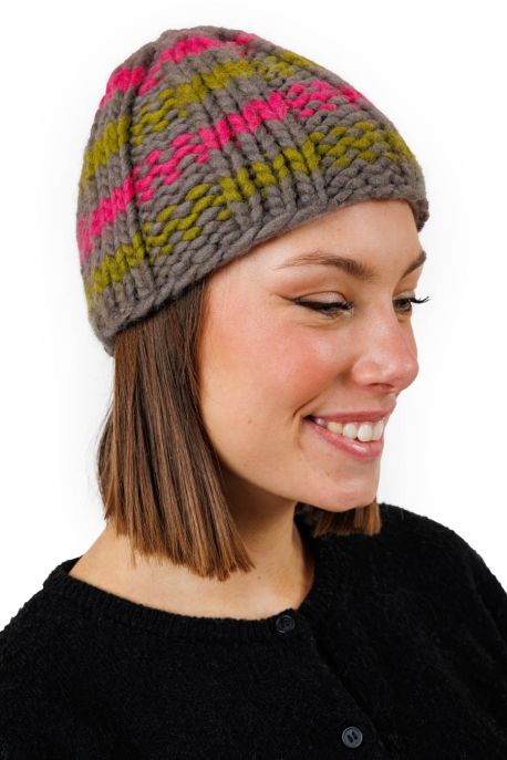 Bonnet en Laine Multicolore Doublé Polaire Zeyra