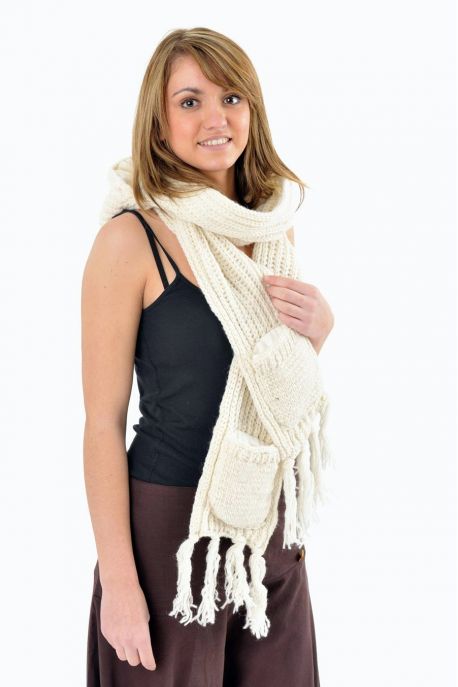 Capuche Echarpe moufle pure laine douce Le 3 en 1 
