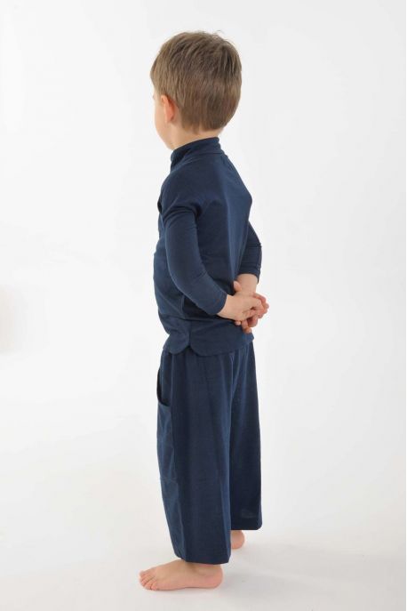 T-shirt polo coton bio col mao manches longues enfant