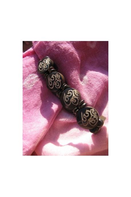 BR7021 bracelet os de buffle nepal symbol ohm meditation