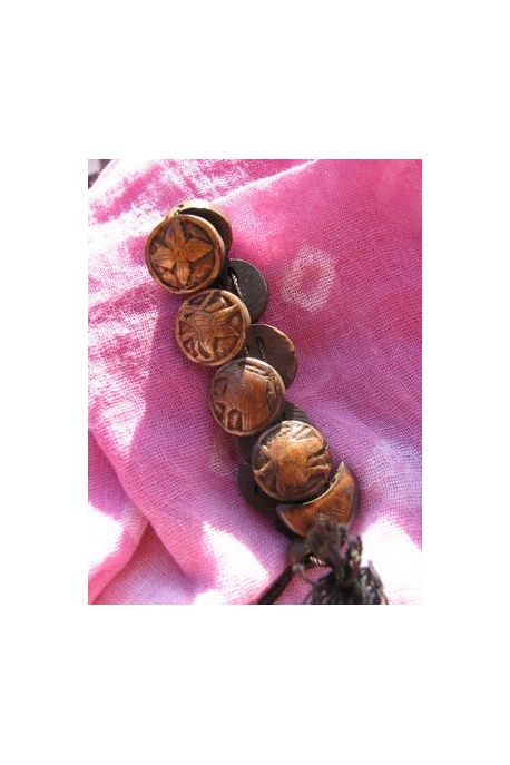 BR7024 bracelet os de buffle symbol nepalais marron